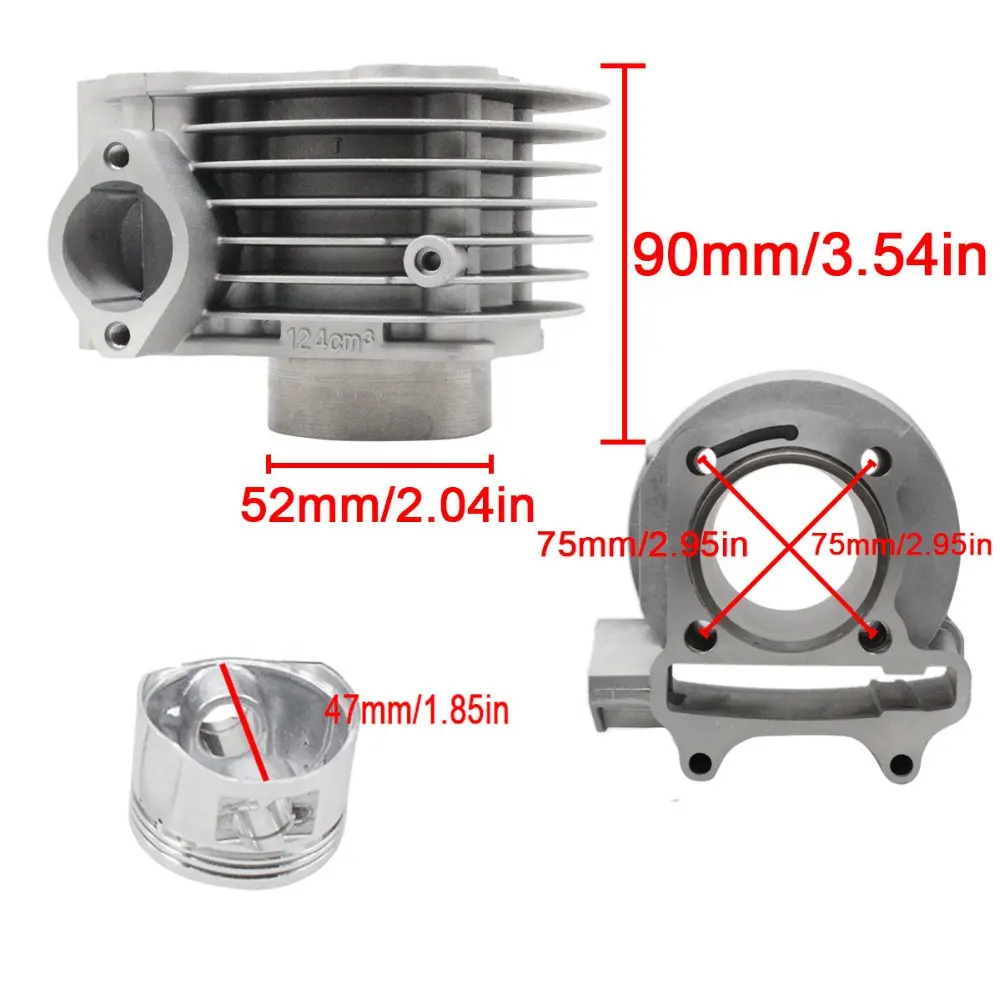 52.4มิลลิเมตร SYM125 4ครั้ง AC บล็อกกระบอกชุดสำหรับ SYM 125cc ชิ้นส่วนอะไหล่เครื่องยนต์