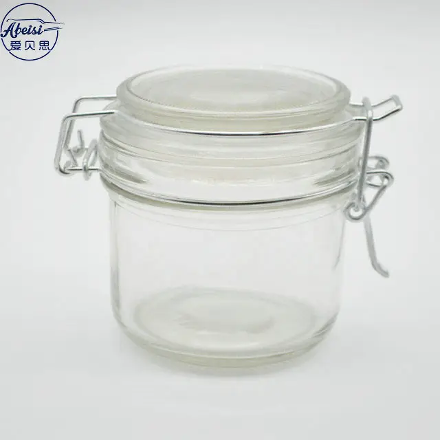 150 ml 5 oz ขนาดเล็กรอบคลิปด้านบนเก็บอาหารแก้ว jar กับ clamp ฝาปิด