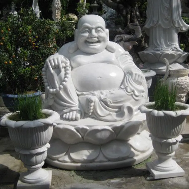 Heißer verkauf weiß marmor lachender buddha