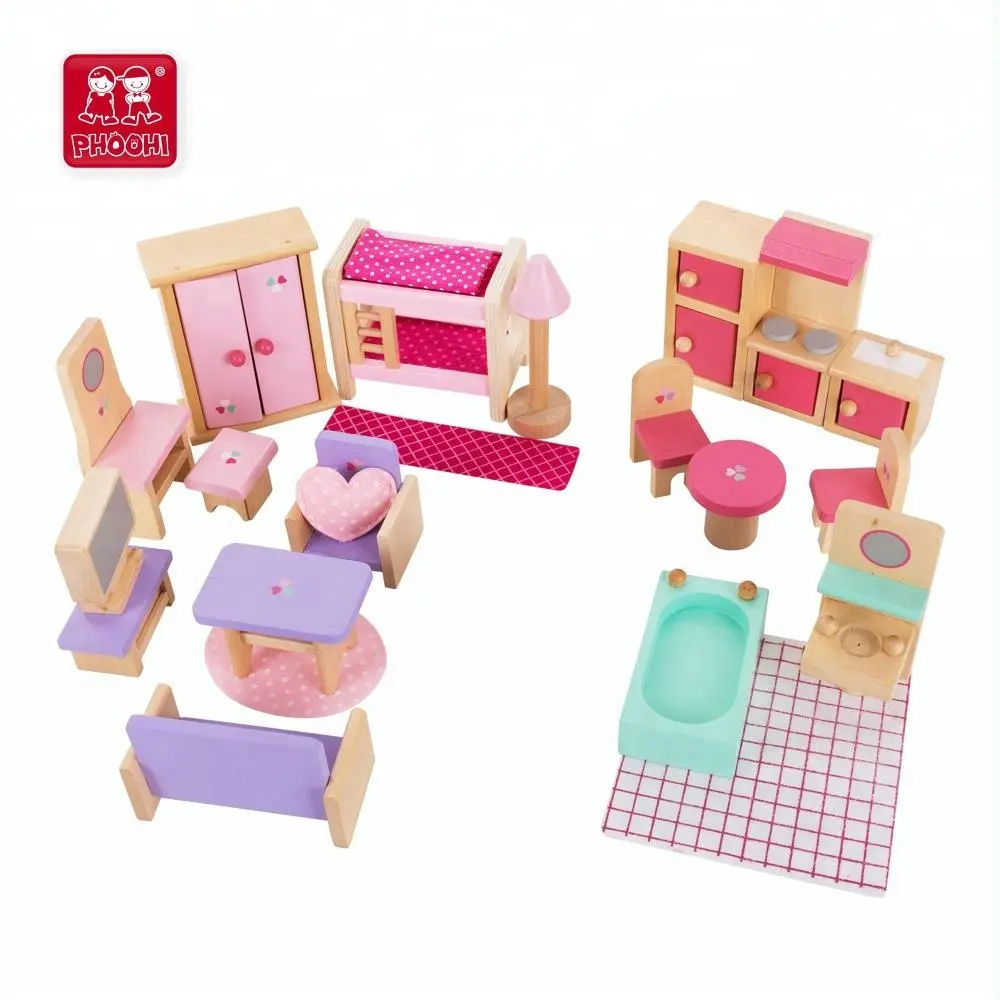 Muebles en miniatura de baño para casa de muñecas, azul profundo, juguete para muebles de madera
