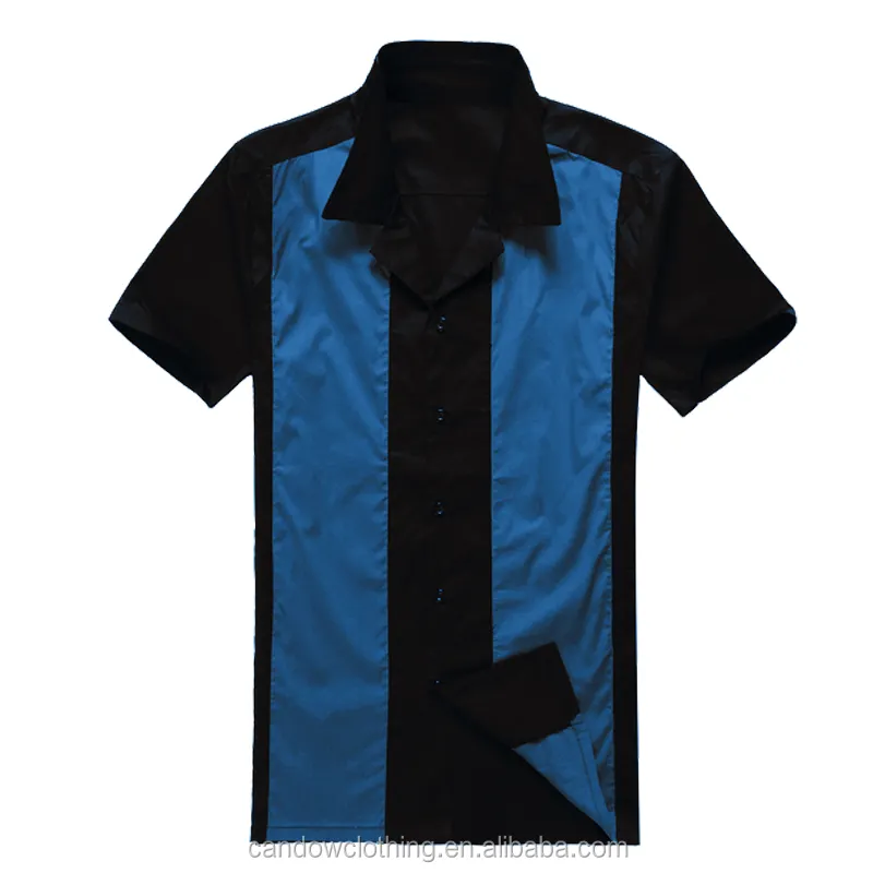 Retro Stijl Nieuwste Shirt Ontwerpen Knop Up Custom Made Bowling Shirts Katoen
