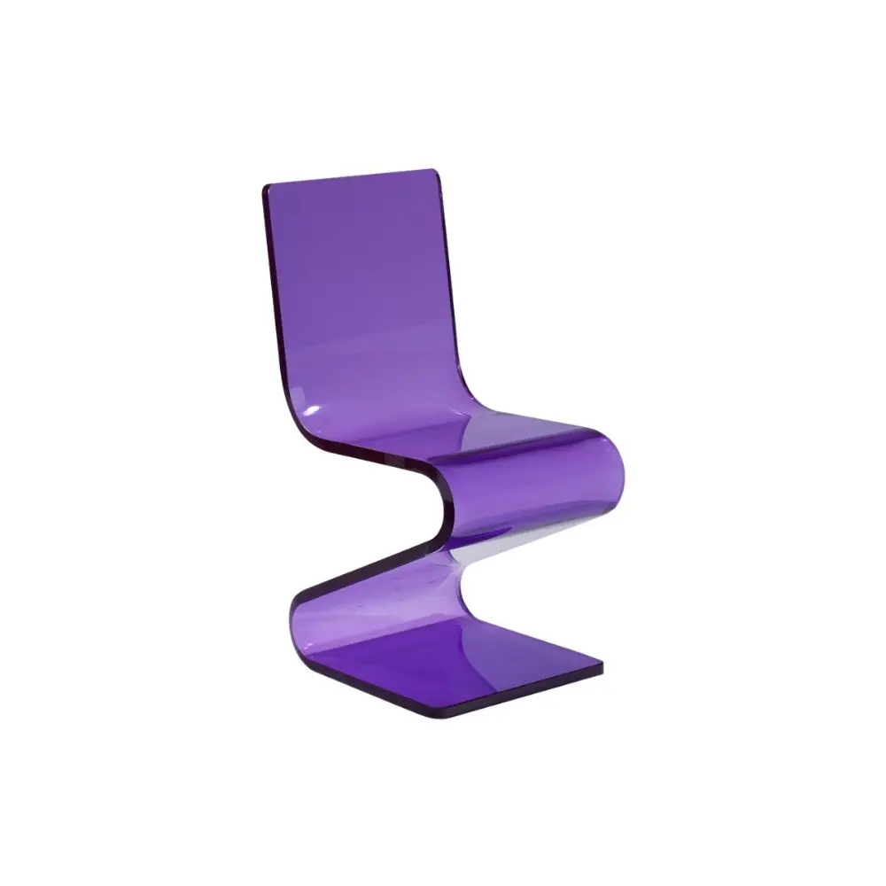 Purple Acrylic Z形Desk Chair Lucite Chair