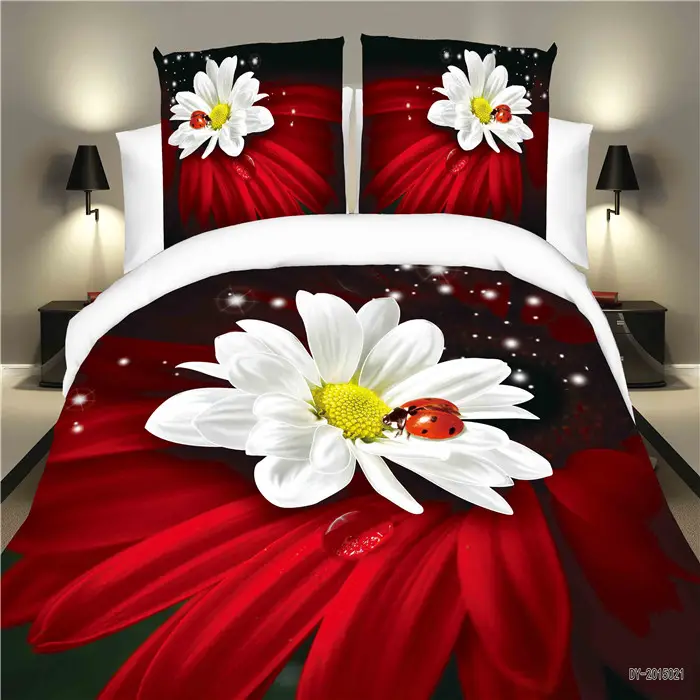 3D Dicetak Bunga Pernikahan Selimut Penutup Set Kustom Bed Sheet