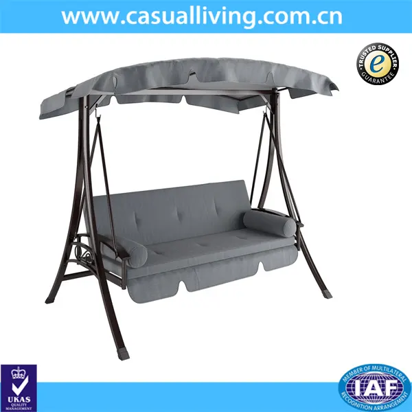 Outdoor 2 Persoon Luifel Swing Zweefvliegtuig Hangmat Terrasmeubilair Daybed Patio Swing In Houtskool En Grey