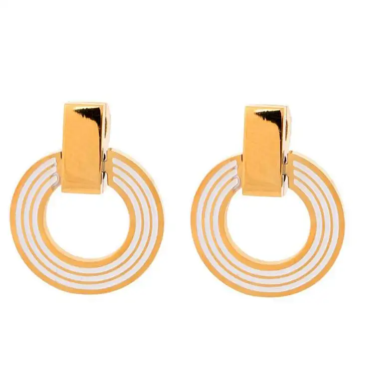 Promo-pendientes de tuerca de acero inoxidable chapado en oro de 18K para chica, aretes de acero quirúrgico para chica