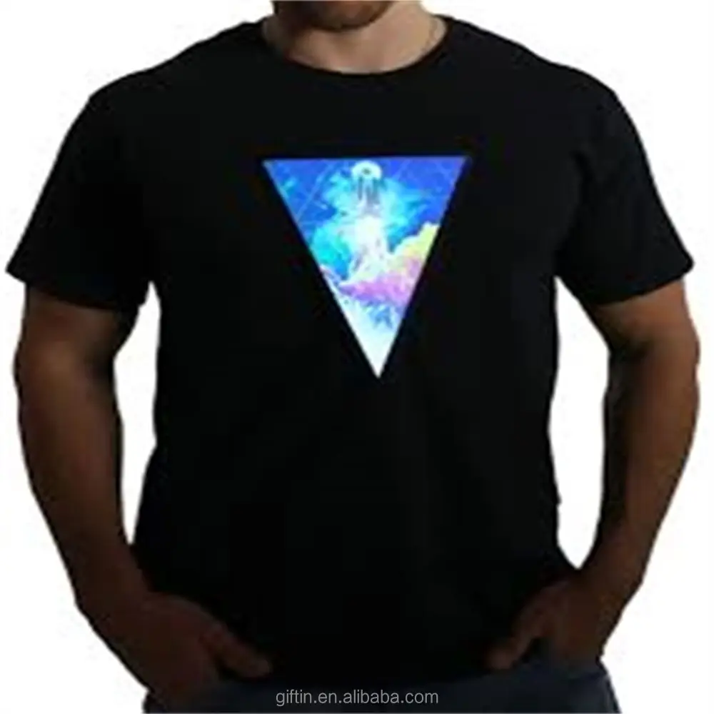 Camiseta personalizada de caveira, camiseta de lã merino de led