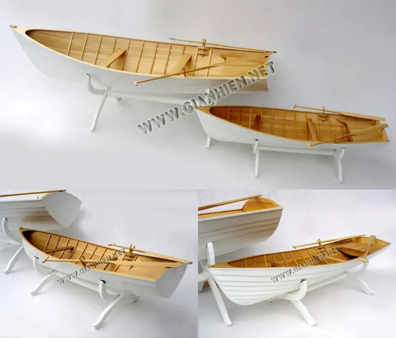 סירת משוטים (סט של 2) עץ גמר סירת דגם-עץ ספינה