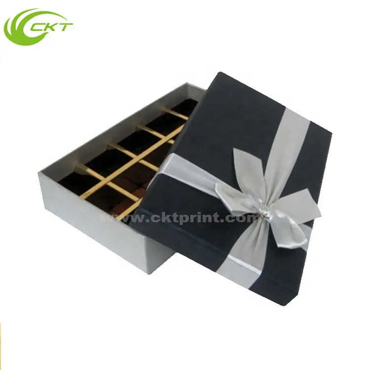 Separadores de embalaje de papel de cartón decorativos, caja de regalo de Chocolate de Navidad dulce con cinta