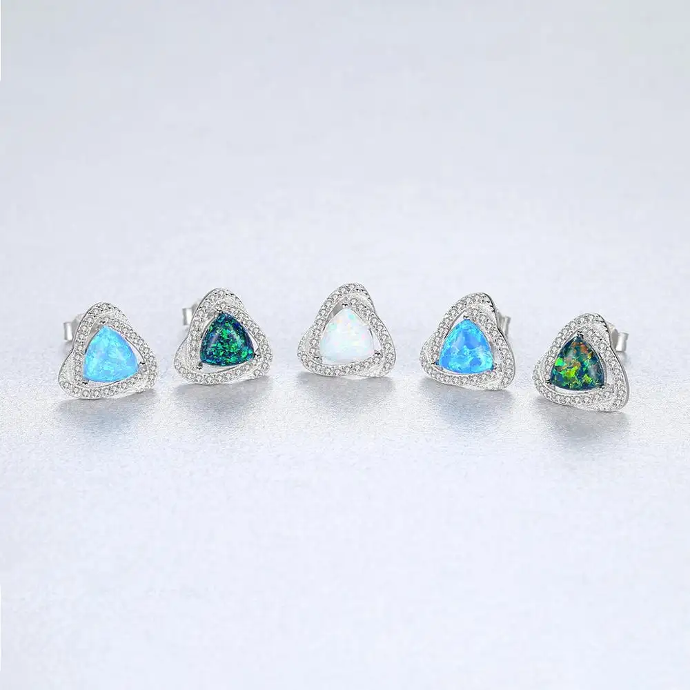 Xmxczcity — boucles d'oreilles Vintage pour femme, bijoux en argent Sterling 925, forme en Triangle, multicolores, pierres précieuses opale de feu, vente en gros