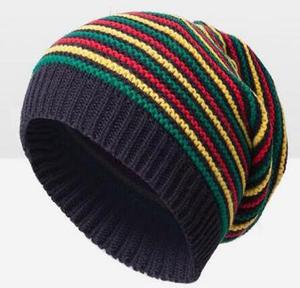 สายรุ้งสีอะคริลิลายถักเร้กเก้จาเมกาถักหมวกบีนนี่ Rasta Slouchy - Product Image 4