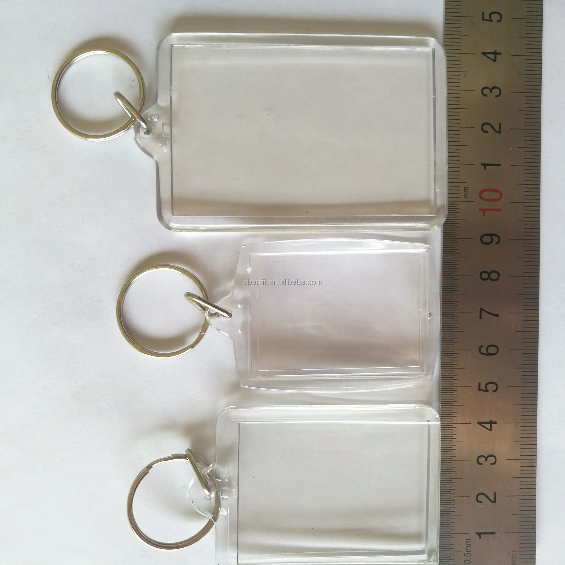 Porte-clés blanc personnalisé, photo, en plastique transparent, en acrylique
