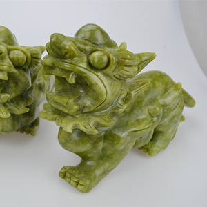 El sanatları Feng Shui ev dekorasyonu doğal yeşim cilalı pi2 süsler çifti 2