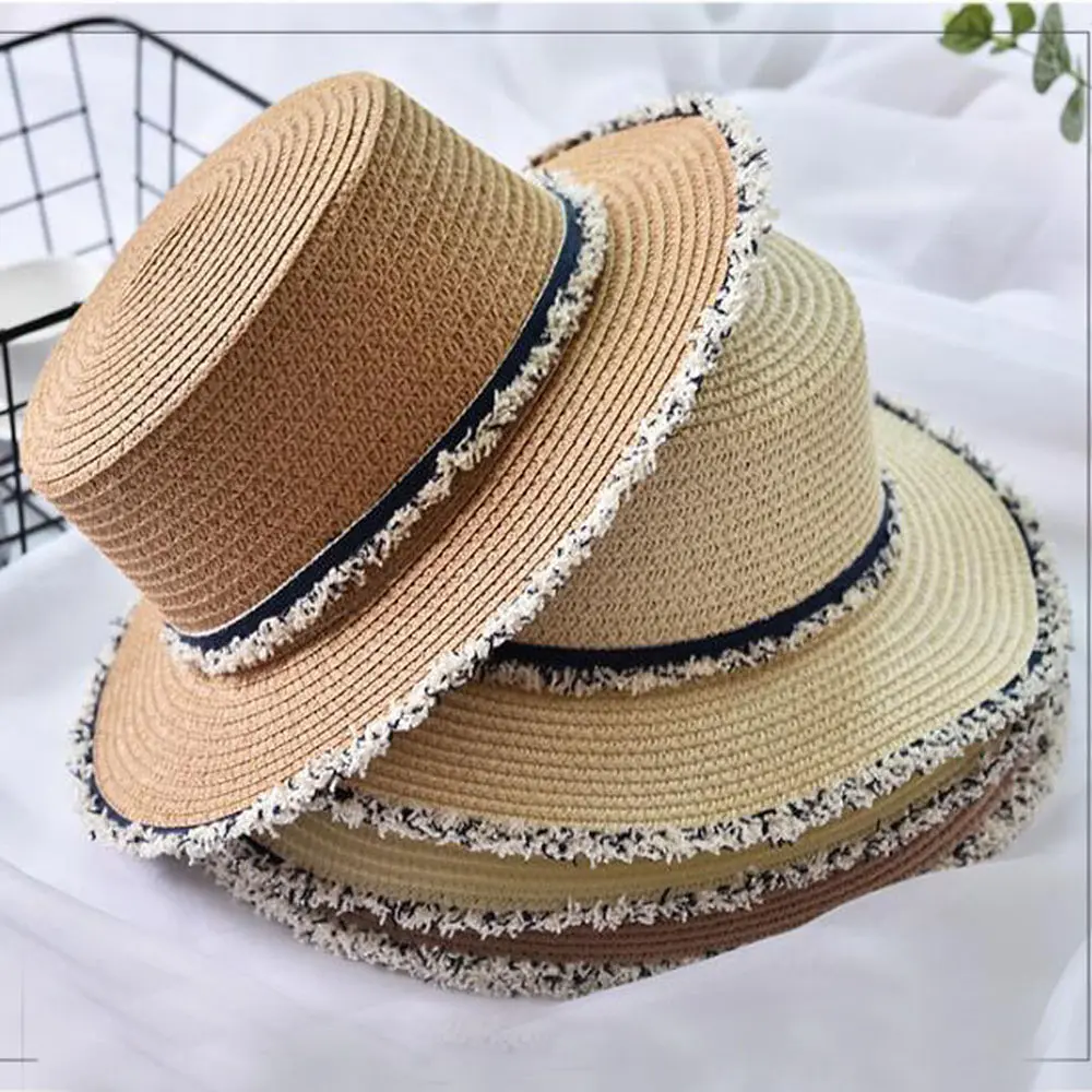 Wholesale Summer Straw Hat Boater Sunhat Derby Sunshade Beach Vacation