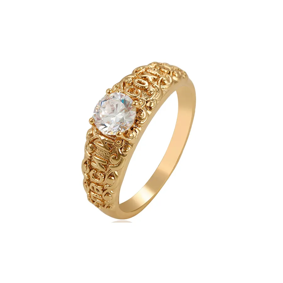 15924 xuping 18K सोना चढ़ाया गहने नि: शुल्क नमूने लक्जरी डिजाइन के साथ एकल पत्थर की अंगूठी महिलाओं या आदमी के लिए पत्र फीता