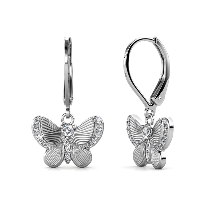 Brass With 18k White Gold Plated Hypoallergenic Earrings