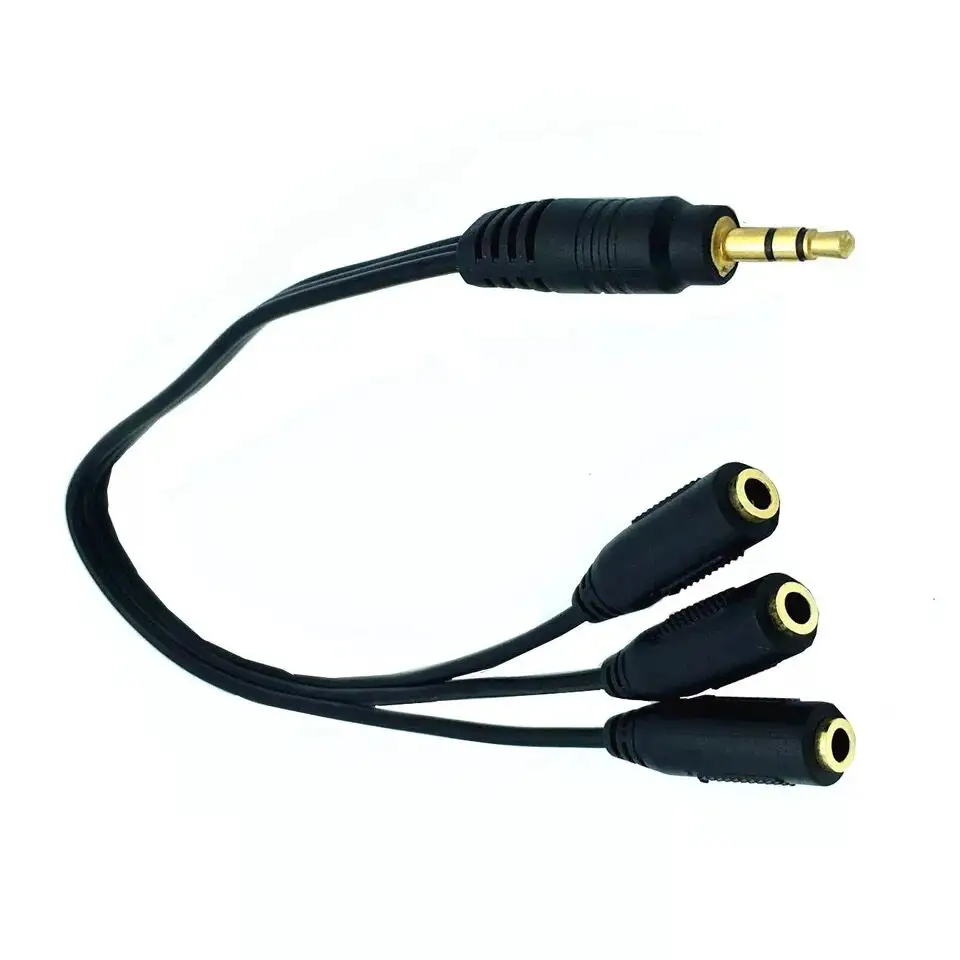 Conector estéreo hembra de 3,5mm, 1 entrada a 3 salidas, cable divisor de audio estéreo de 30cm