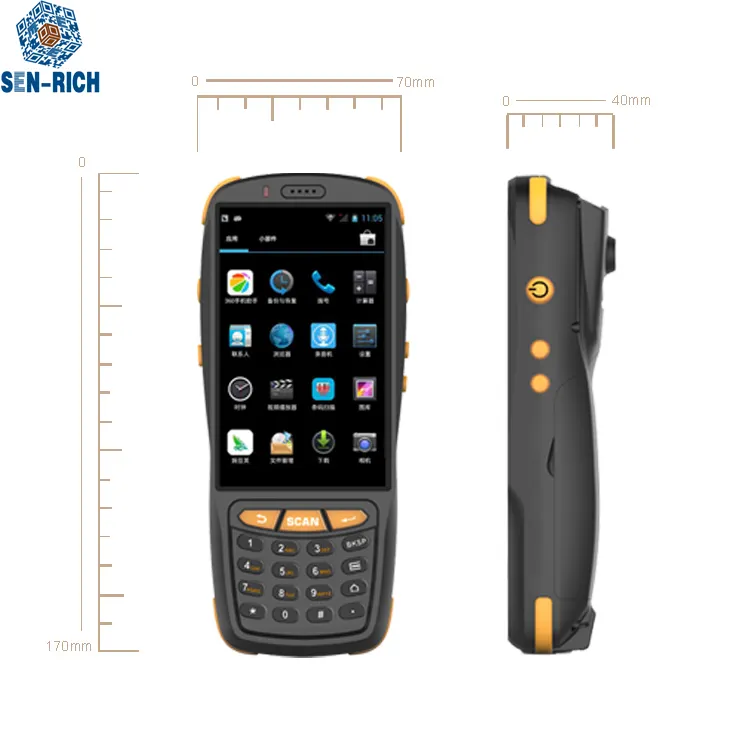 4inch Touch Screen Android Handheld PDA Wireless Barcode Scanner PDA with Printer, BT 4G PDA