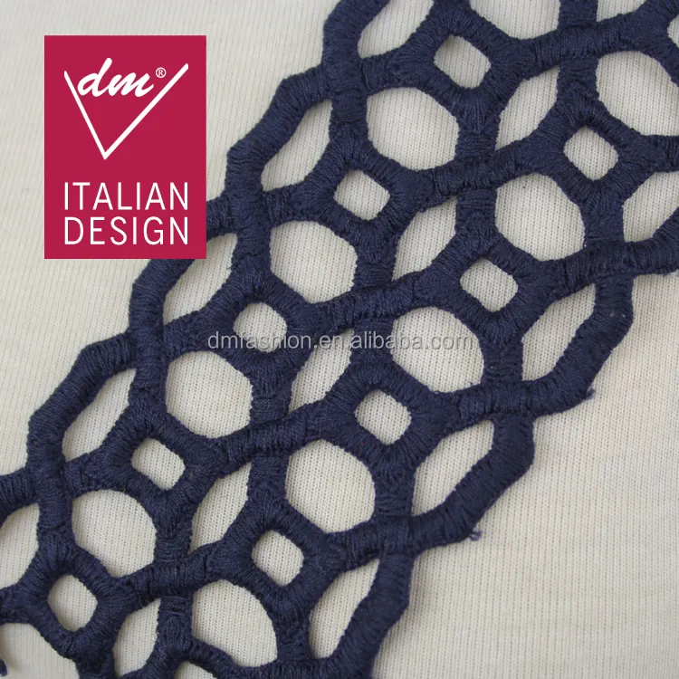 Fashion Baru 7 Cm Lebar Biru Khusus Venesia Macrame Bordir Cording Renda