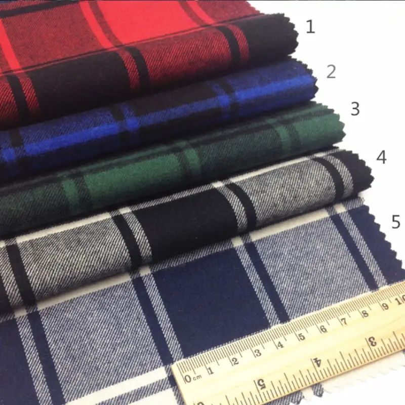 Hot Selling Cotton Stocklot of Plaid,tweed Fabric for Pants Garment. 100% Cotton Flannel Fabric Plain Dyed Woven Soft 100%cotton