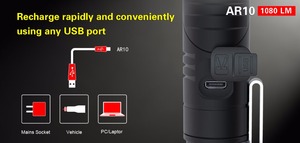 KLARUS AR10 Rechargeable Flashlight and Angle <strong>Light</strong> 1080 Lumens Adjustable USB Rechargeable LED Flashlight