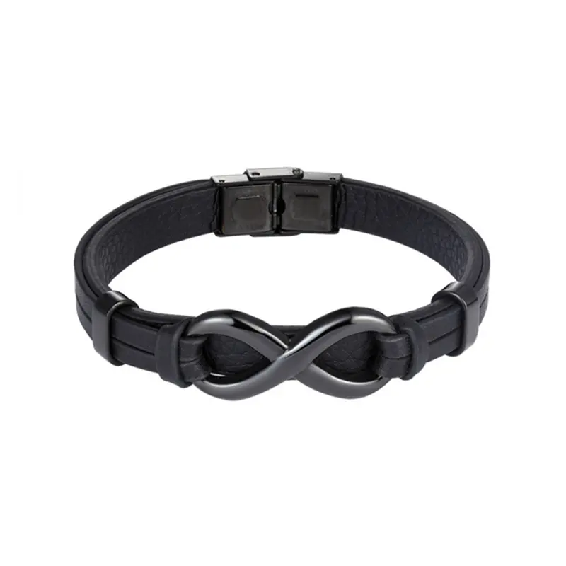 Migliori Regali Per Gli Amici Del Ragazzo Piatto Cinturino In Pelle In Acciaio Inox Accessori In Metallo Infinity Braccialetto di Fascino