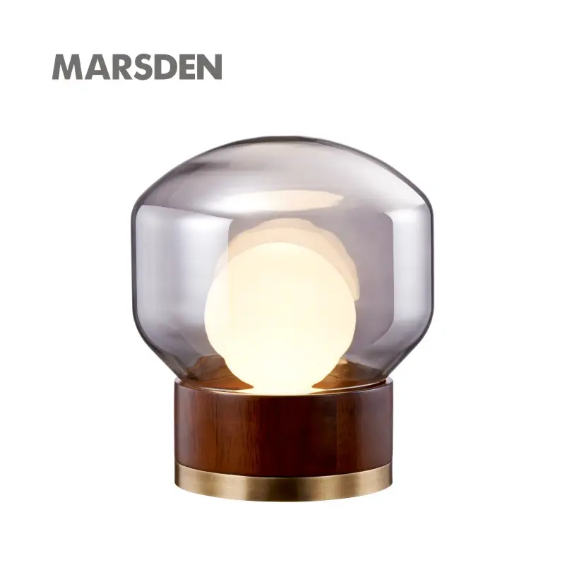 MARSDENホテルコーラルアンバー木製ベースLEDホームグッズホテルレストラン装飾デスクランプテーブルランプ