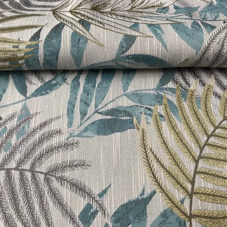 Hilo floral de hoja grande personalizado, tela de poliéster jacquard teñida para tapicería de muebles