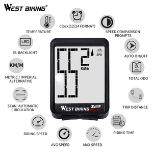 Компьютер WEST BIKING с большим экраном, беспроводной одометр, секундомер, защита от дождя, подсветка - Product Image 2