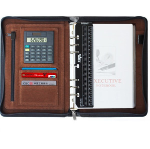 Pu de cuero notebook con calculadora organizador portátil con gobernante agenda cuaderno - Product Image 1