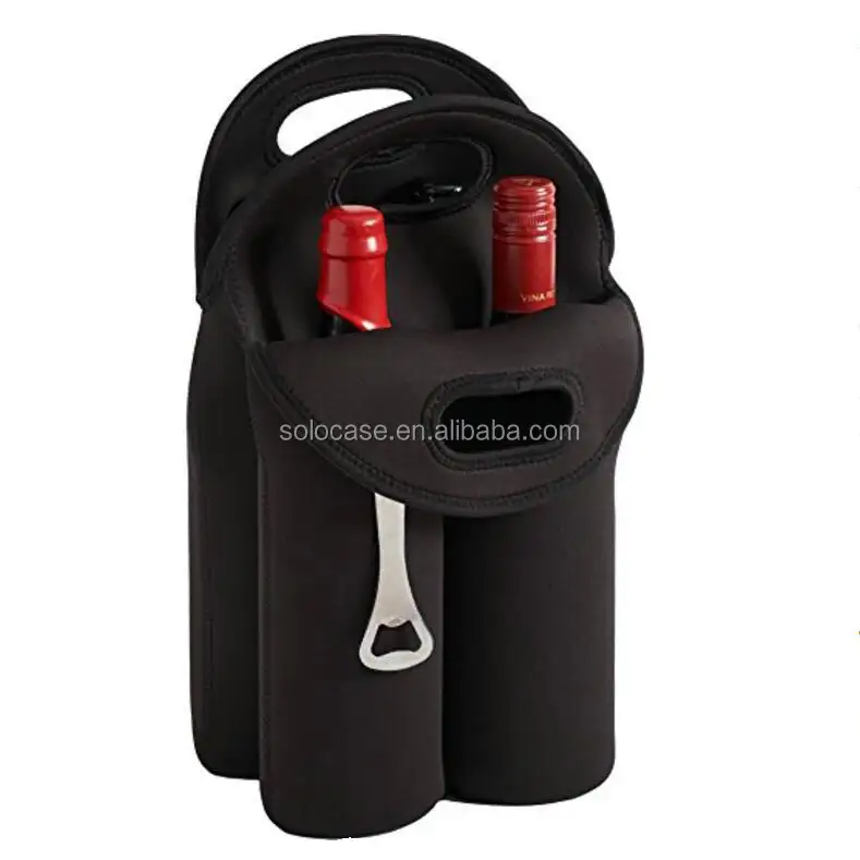 4 Pack Neoprene Tote Transportadora Garrafa De Cerveja Abridor de Garrafa Titular Com Metal