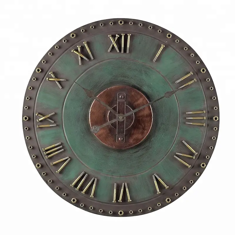 vintage rust industrial green outdoor clock