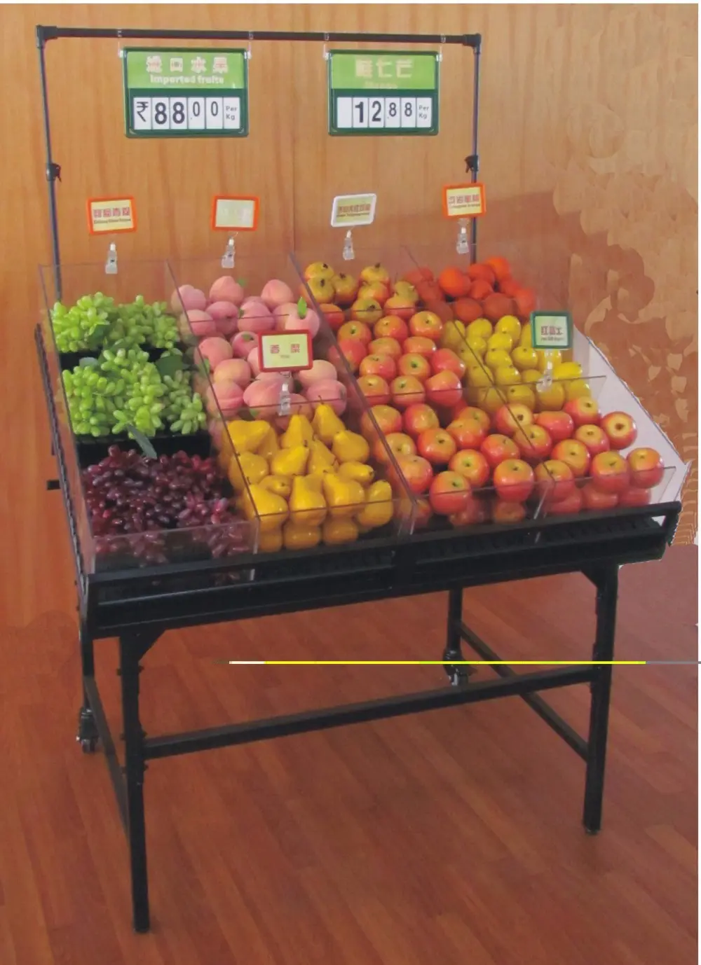 Vendita calda 3-Ad Angolo Supermercato Frutta E Verdura di Visualizzazione Cremagliera