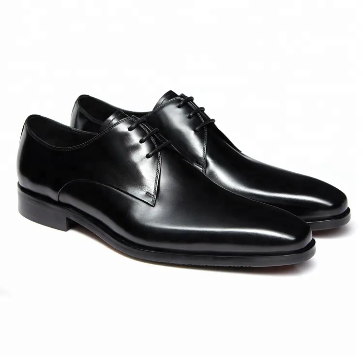 Trendy fashion vintage smooth leather black shoes for men