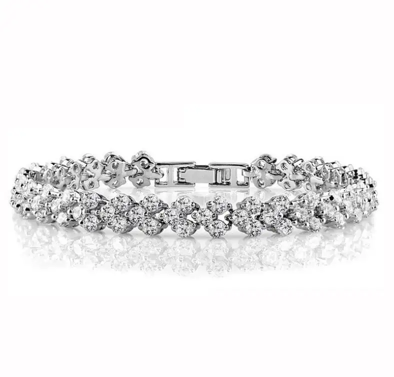 2024 nuovo cuore a catena romana disegna bracciale Tennis in argento Sterling 925 con diamanti in zirconio