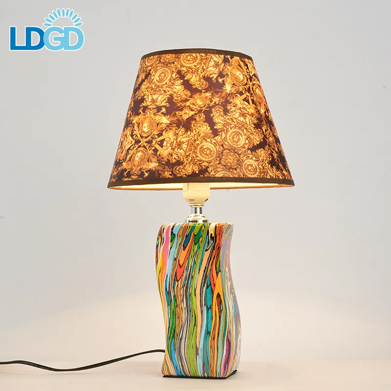 The popular factory green funky elegant gold coloured bedside ceramic table lamps