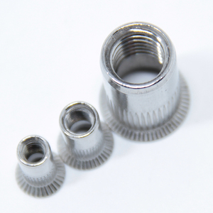 <strong>Avk</strong> Type 1/4-20 <strong>Rivet</strong> <strong>Nut</strong> Carbon Steel round Body with Knurled Design Zinc Plated Finish