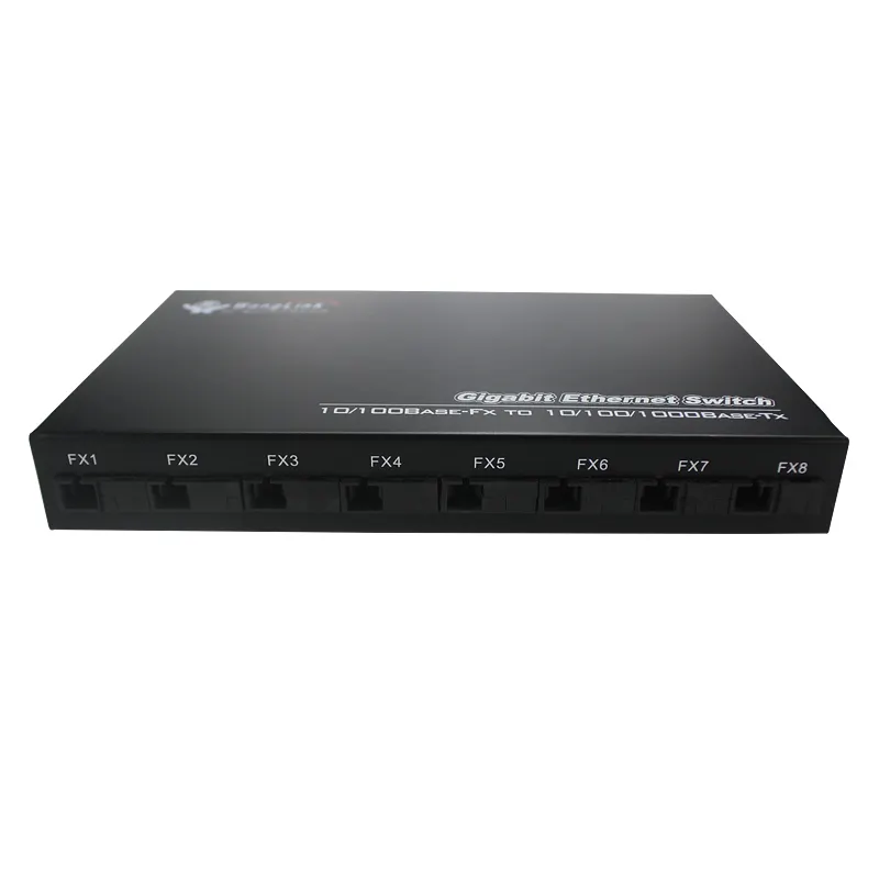 Wanglink 100M 8 Fiber Port + 2 Ethernet RJ45 Port Single Fiber Dual Mode 1310nm 20KM Fiber Optic E1にEthernet Converter