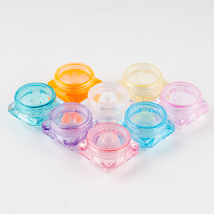 Ücretsiz örnek boş kozmetik krem kutusu plastik pot 5 <span class=keywords><strong>gram</strong></span> 3g 5g glitter pot min kavanoz pembe temizle mavi sarı mor renk
