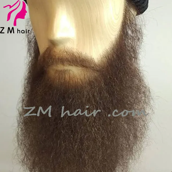 Realista Real natural del pelo humano de encaje hecho a mano falsa barba kit