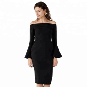 Ajuste y Flare <span class=keywords><strong>Sexy</strong></span> Bodycon hombro negro porno hermosa dama vestido de moda - Product Image 1