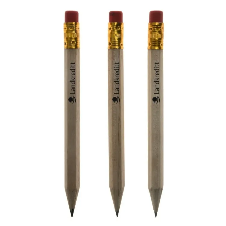 Lápis de madeira com borracha hexágono impresso personalizado, pequeno conjunto de lápis padrão natural en71