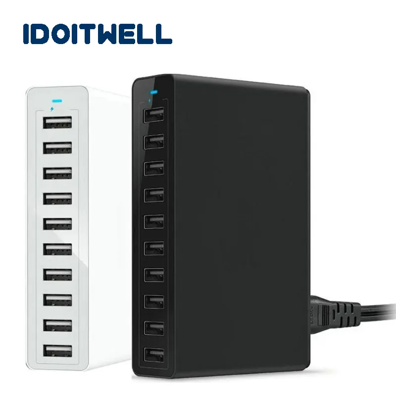 Hot selling 50w multi usb charger station Fast delivery 10 port usb charger 5V 10A US AU UK EU wall plug charger for cellphone