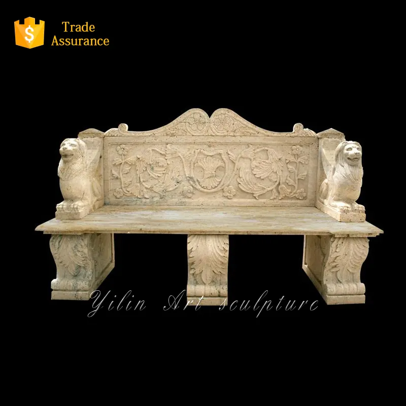 Carved Stone Marble Garden Bench