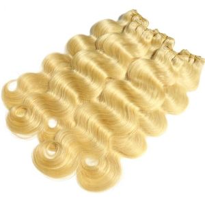 ウェットアンドウェーブブラジリアンヘアブロンド613ボディウェーブストレート60バンドルキューティクルアライメント生バージンブロンド人毛エクステンション