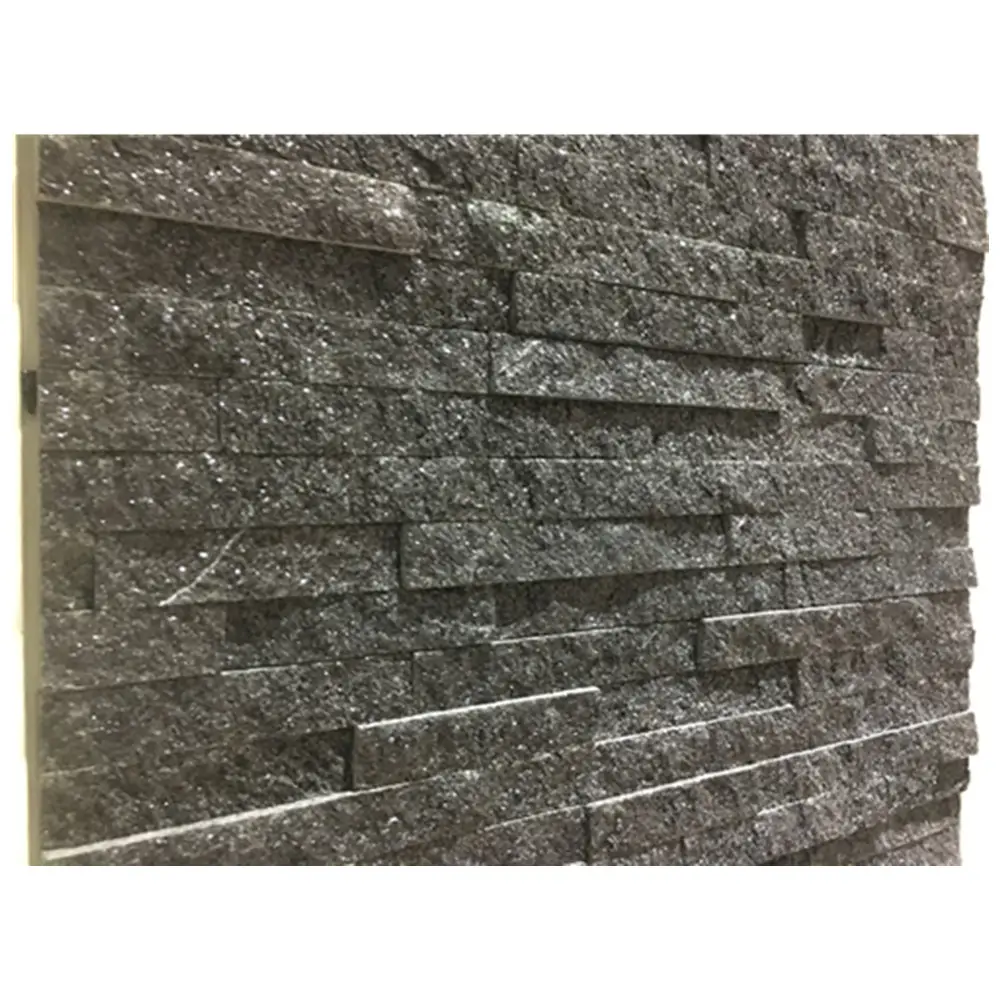 Pedra de parede de quartzite natural preta