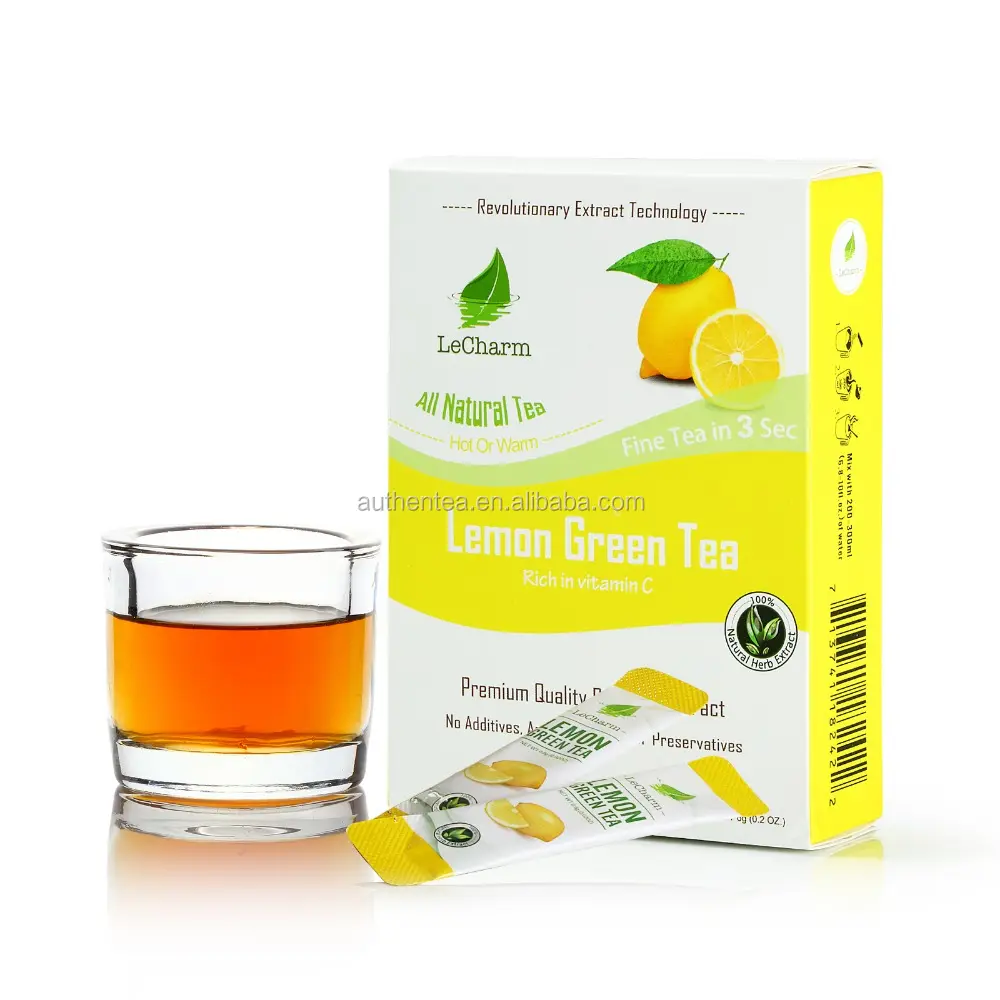 Thé vert à extrait de citron, ajusté, thé vert, texture 100%, pack nouveau