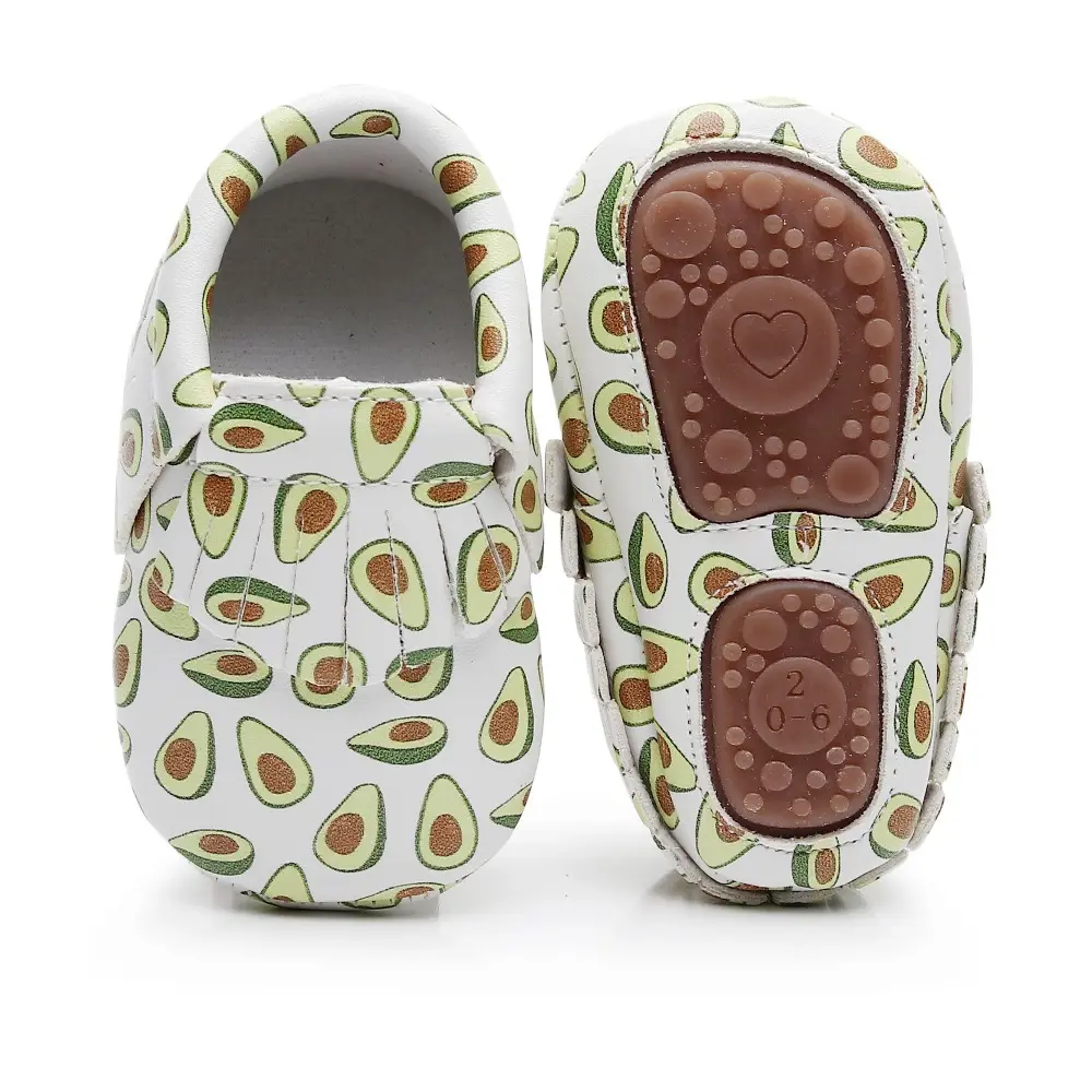 Newborn Baby Girls Boys Shoes Moccasins Fruit Printing Infant Toddler Hard Sole Crib Footwear First Walker Shoes 0-4Y