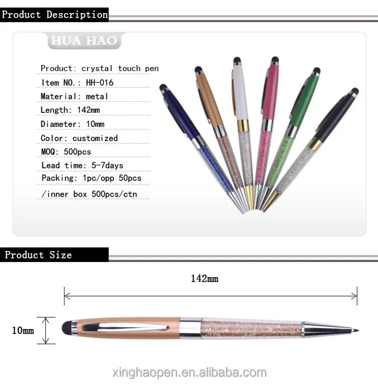 Alibaba china baru kristal pena sentuh dengan logo 2 In 1 kapasitif bola kristal stylus pen