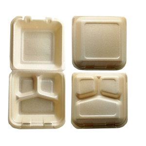 Food Packaging PLA 8 'x 8' x 3 'Biodegradable容器Foam <span class=keywords><strong>Box</strong></span> Eco-friendly 3コンパートメントトレイ発泡