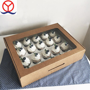批发豪华艺术纸甜点包装盒定制设计迷你纸杯蛋糕盒，带压花哑光层压食品 - Product Image 4